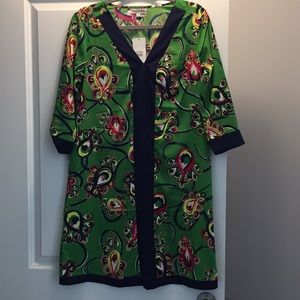 Green with floral accent dress